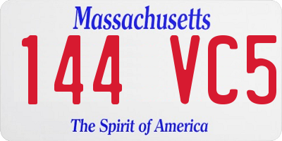 MA license plate 144VC5