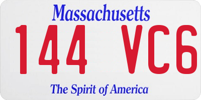 MA license plate 144VC6