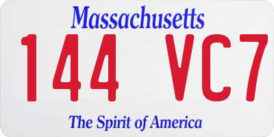 MA license plate 144VC7
