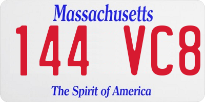 MA license plate 144VC8
