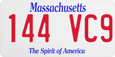 MA license plate 144VC9