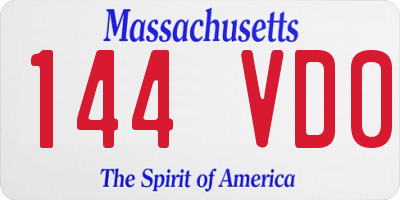 MA license plate 144VD0