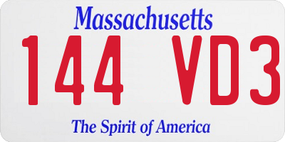 MA license plate 144VD3
