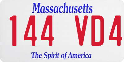 MA license plate 144VD4