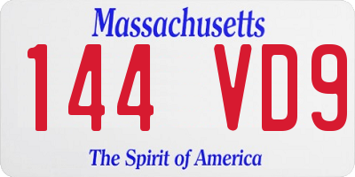 MA license plate 144VD9
