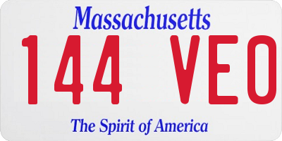 MA license plate 144VE0