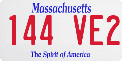 MA license plate 144VE2