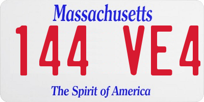 MA license plate 144VE4