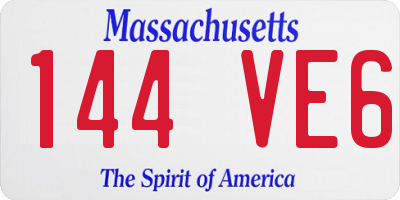 MA license plate 144VE6