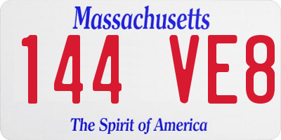 MA license plate 144VE8