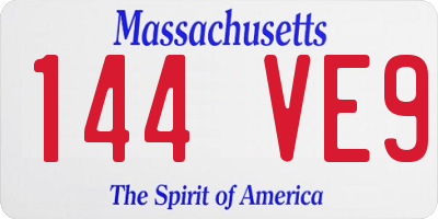 MA license plate 144VE9