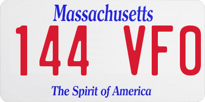 MA license plate 144VF0