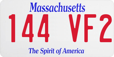 MA license plate 144VF2