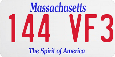 MA license plate 144VF3