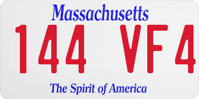 MA license plate 144VF4