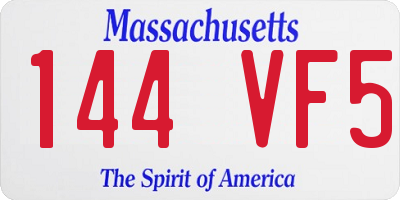 MA license plate 144VF5