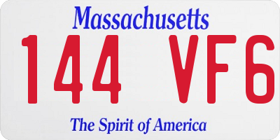 MA license plate 144VF6