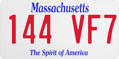 MA license plate 144VF7