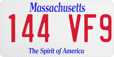 MA license plate 144VF9