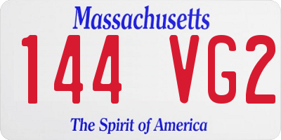 MA license plate 144VG2