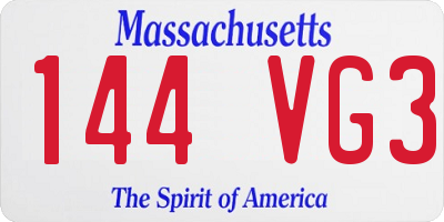 MA license plate 144VG3