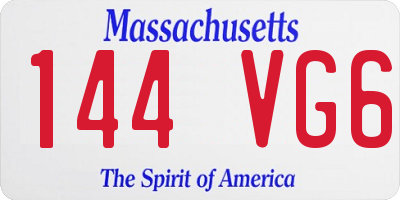 MA license plate 144VG6
