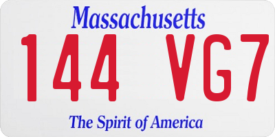 MA license plate 144VG7