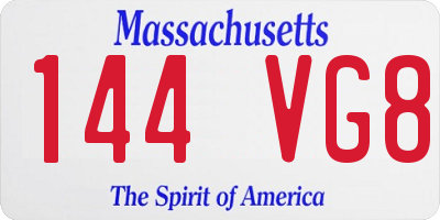 MA license plate 144VG8