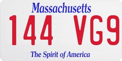 MA license plate 144VG9