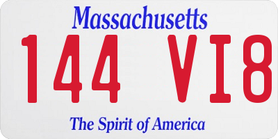 MA license plate 144VI8