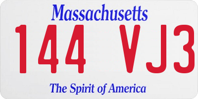 MA license plate 144VJ3