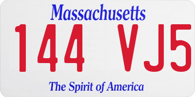 MA license plate 144VJ5