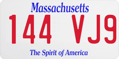 MA license plate 144VJ9