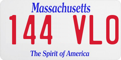MA license plate 144VL0