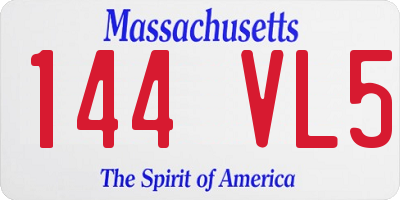 MA license plate 144VL5
