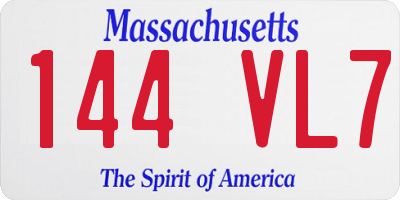 MA license plate 144VL7