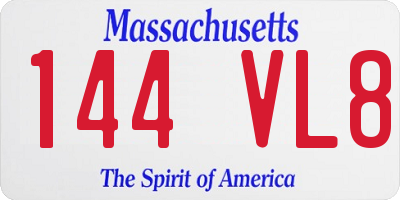 MA license plate 144VL8