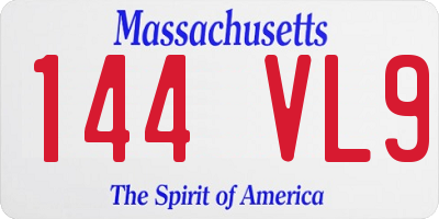 MA license plate 144VL9