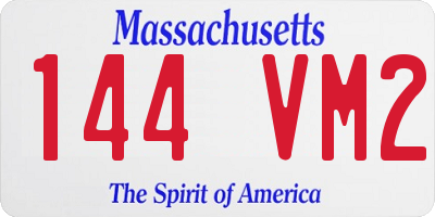 MA license plate 144VM2