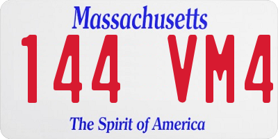 MA license plate 144VM4
