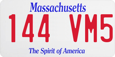 MA license plate 144VM5