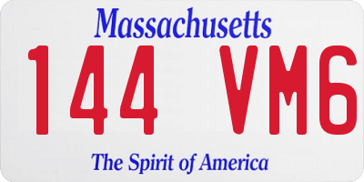 MA license plate 144VM6
