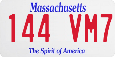 MA license plate 144VM7