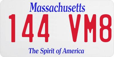 MA license plate 144VM8