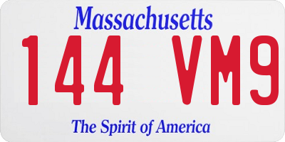 MA license plate 144VM9