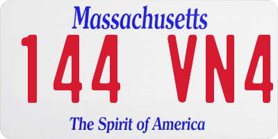 MA license plate 144VN4