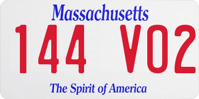 MA license plate 144VO2