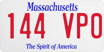 MA license plate 144VP0