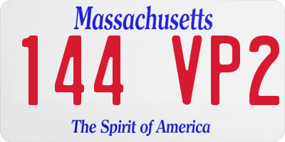 MA license plate 144VP2