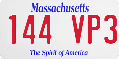 MA license plate 144VP3